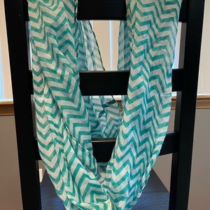 Green and white chevron infinity scarf